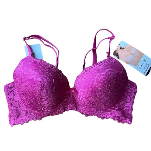 Rene Rofe Fuschia Demi Slight Push Up Lace Bra 36C‎ NEW - Picture 1 of 5